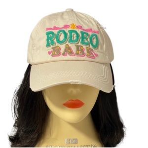 1048-“RODEO BABE” Distressed Ball Cap